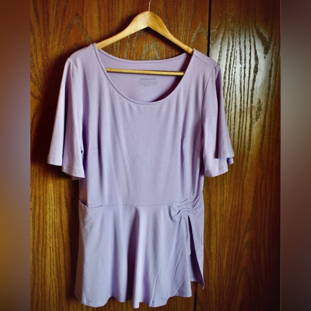 Lilac Blouse with Sleeve Detail and Pocket